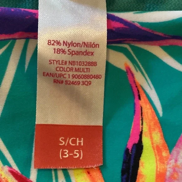 Bikini swimsuit bottoms tie sides floral multicolor green pink neon Small 3/5​ - Picture 9 of 9